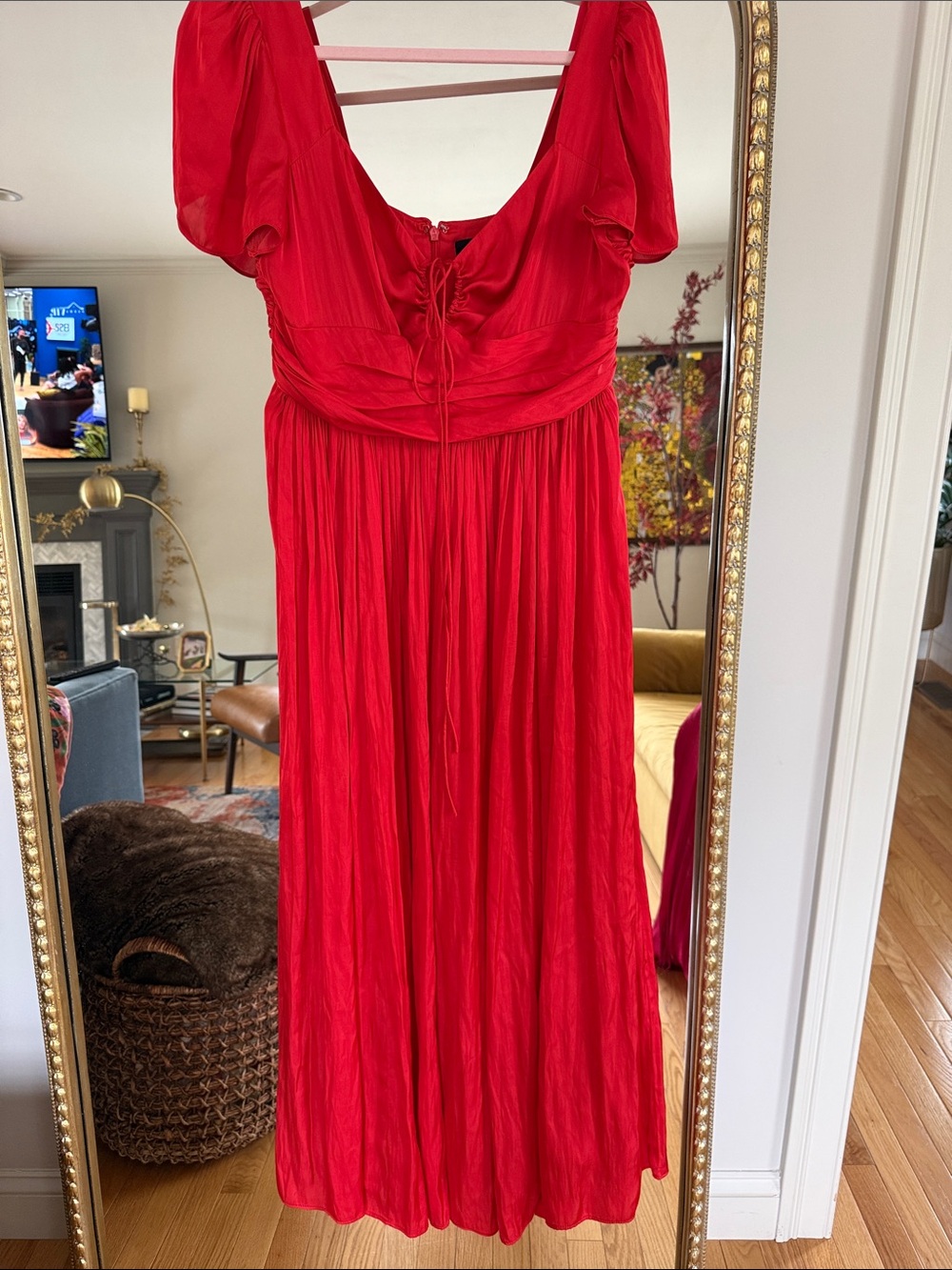 J.Crew Red Strapless Dress with Front Tie Detail